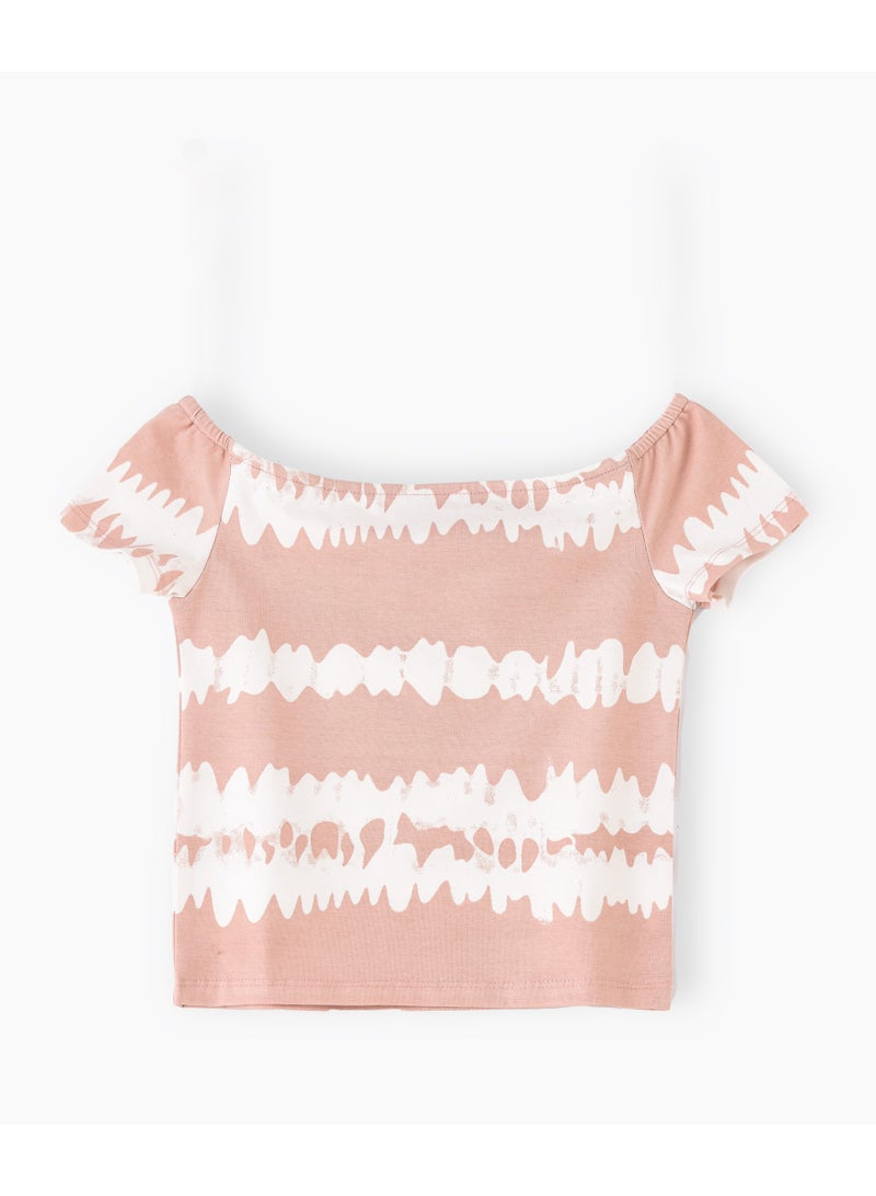 Jelliene Girls Pink & White Off-Shoulder Knit Top - Image 1